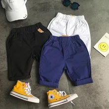 Г. Новые летние Универсальные однотонные шорты-бермуды с вышивкой для мальчиков; летние штаны для мальчиков; C12125