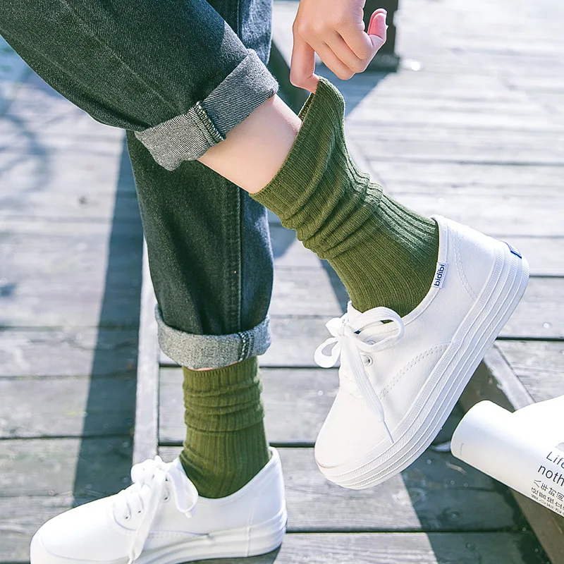 Новые забавные женские носки полосатые хлопковые носки женские ретро-носки для осени зимы толстые полосатые модные носки