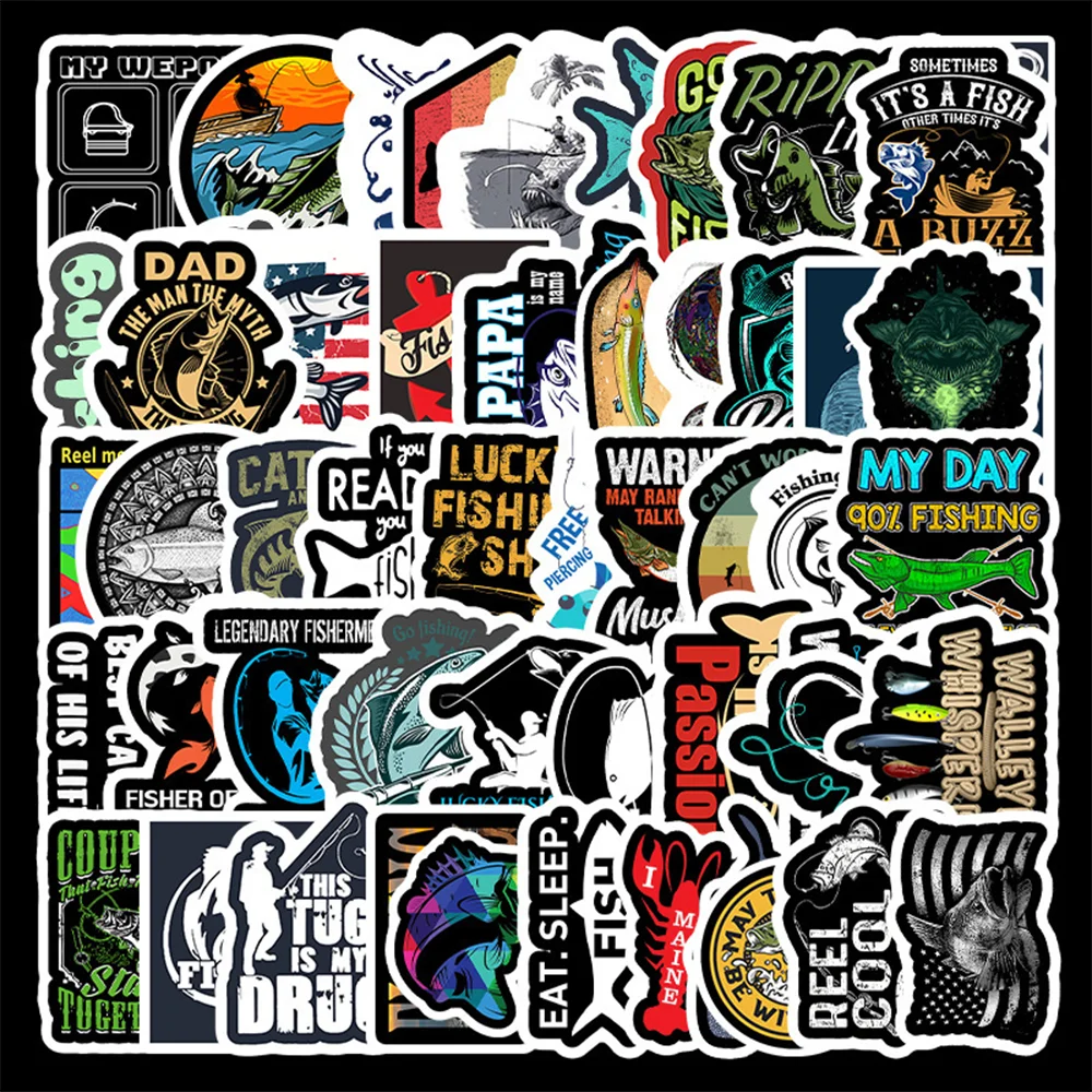 

51pcs Fishing Offshore Angling Graffiti for Laptop Car Phone Luggage Bike Motorcycle Cartoon Pvc Waterproof Adesivi Sticker