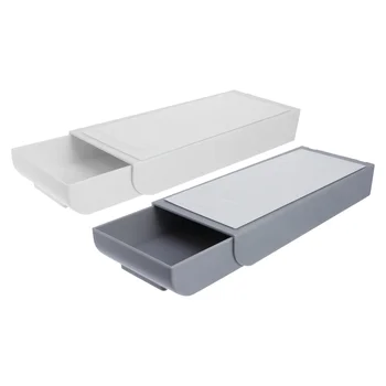 

2pcs Under Desk Pen Drawer Storage Box Adhesive Hidden Drawer Hidden Storage Box