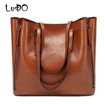 

LUCDO Famous Brand luxury handbags high quality PU Leather Shoulder Bag for women 2020 Large Capacity Top-Handle Bucket Bag Tote