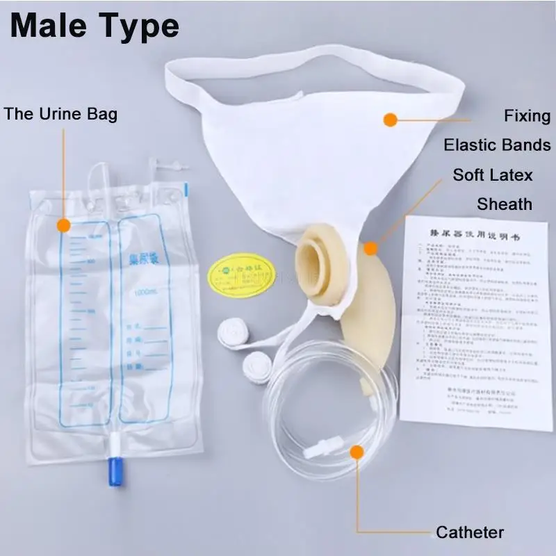 Urine Collection Set Bedridden Patients Urination Catheter Bags Urinal Bag Latex Pee Holder For Man Female Urinary Incontinence