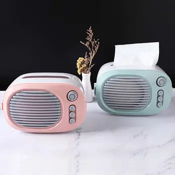 

Cute Mini Radio Shape Tissue Holder Storage Case Container Home Office Kitchen Car Restaurant Desktop Decoration Durable