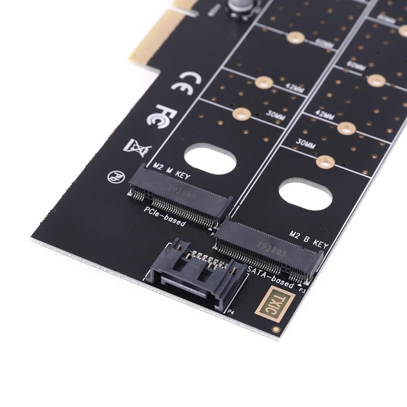 PCIE до M2 M.2 двойной NVMe SSD адаптер NGFF M ключ B Ключ SATA Riser Expansion Card Express TXB044|Компьютерные