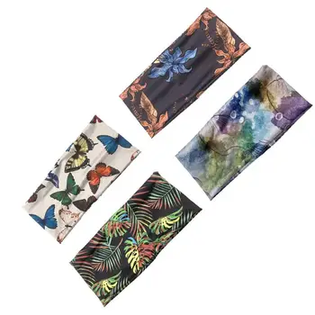 

4Pcs Workout Running Sports Hairbands Head Wraps Women Flower Printing Elastic Headbands Hair Bands Hair Accessories