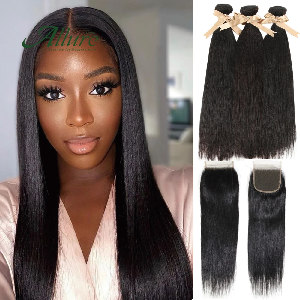 Прямые волосы 3 пряди с кружевной застежкой привлекательные перуанские не Реми