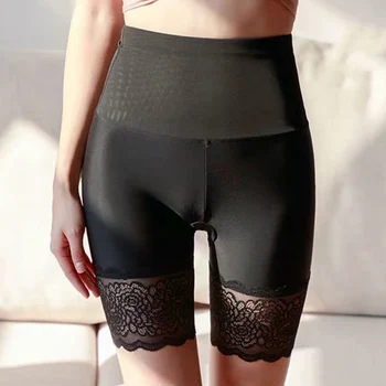 

Anti-Chafing Ice Silks Thigh Saver Lace High Waist Tummy Control Hips Up Shapewear Panty Comfortable Breathable Ultra-light-WT