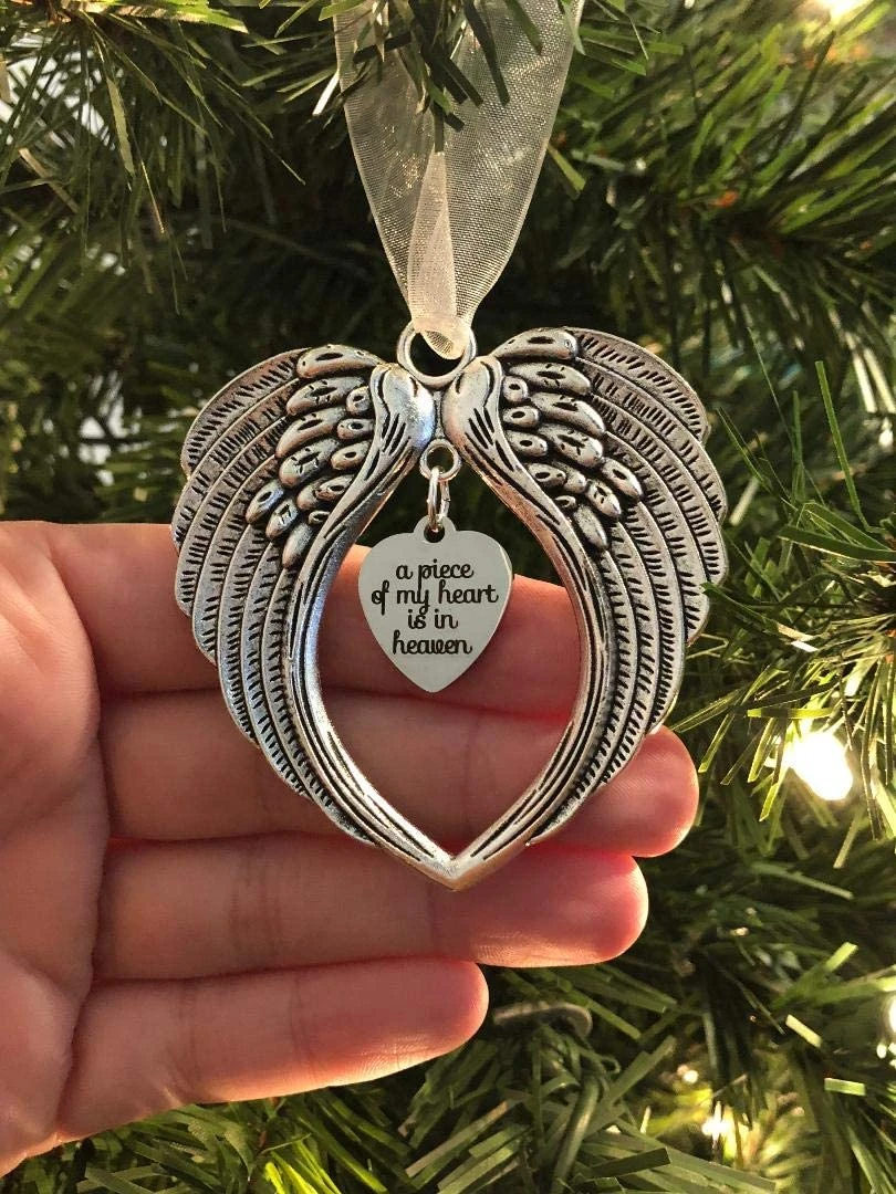 Best Friend Memorial Christmas Ornament Sympathy Gift with Angel Wing Charm 