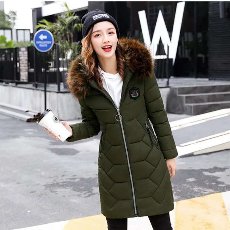 

2019 Hot Selling Cotton-padded Clothes Women's Mid-length Large Fur Collar over-the-Knee down Jacket Cotton-padded Clothes Women