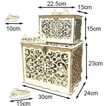 

Creative Retro Hollowed Out Lock Diy Wooden Wedding Sign In Box Wedding Decoration Greeting Card Cosmetic Jewelry Storage Box
