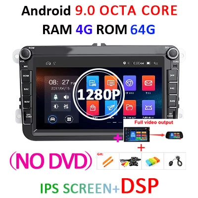 4G+ 64G Android 9,0 2 Din Автомобильный dvd-плеер gps аудио для VW/Volkswagen/POLO/PASSAT B6 B7/Golf 5 6 авто радио Мультимедиа Стерео obd2 - Цвет: 4G64GDSP AHD F nodvd