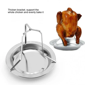 

Barbecue Tools Chicken Duck Holder Rack Stainless Steel Grilled Chicken Plate Outdoor BBQ Grill Stand Roasting BBQ Rib Non Stick