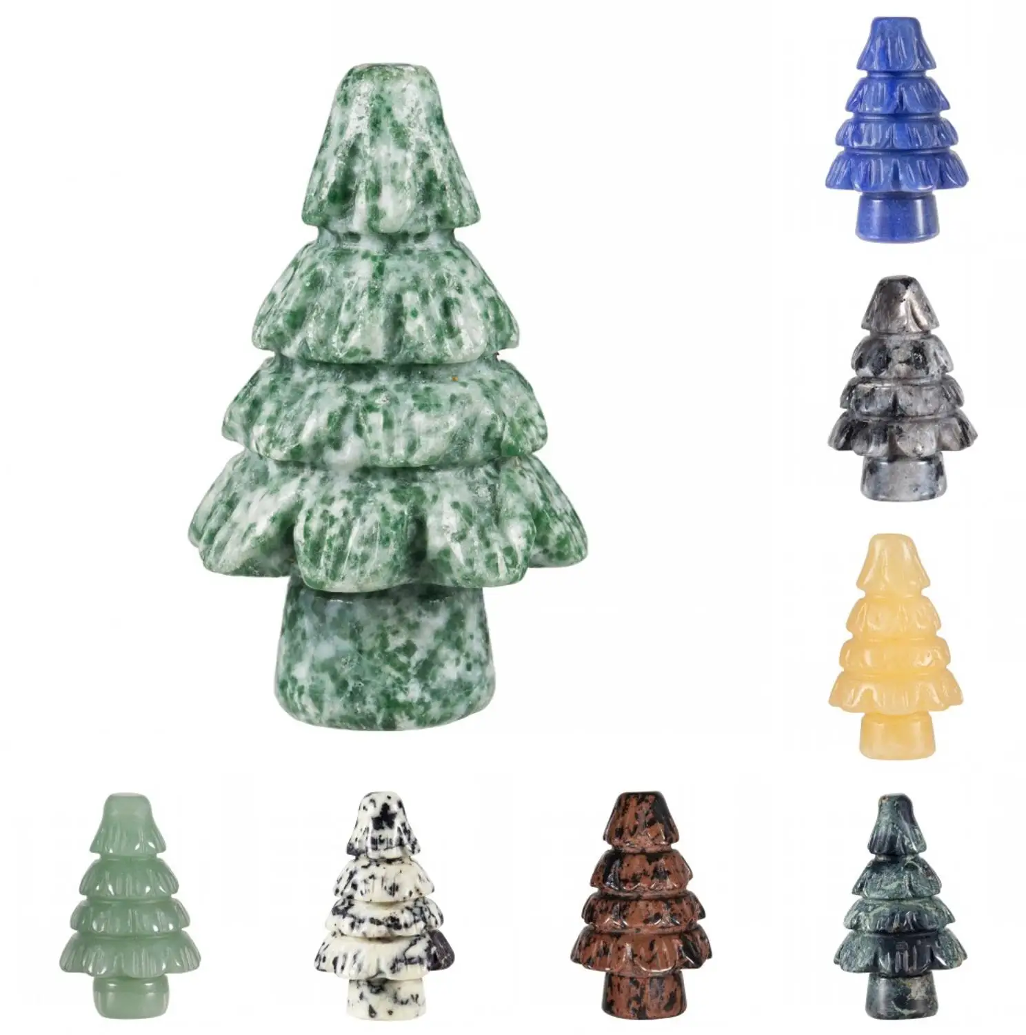 

TUMBEELLUWA Natural Crystal Mini Christmas Tree Healing Pocket Stone,Wishing Tree Figurine for Christmas Party Home Table Decor