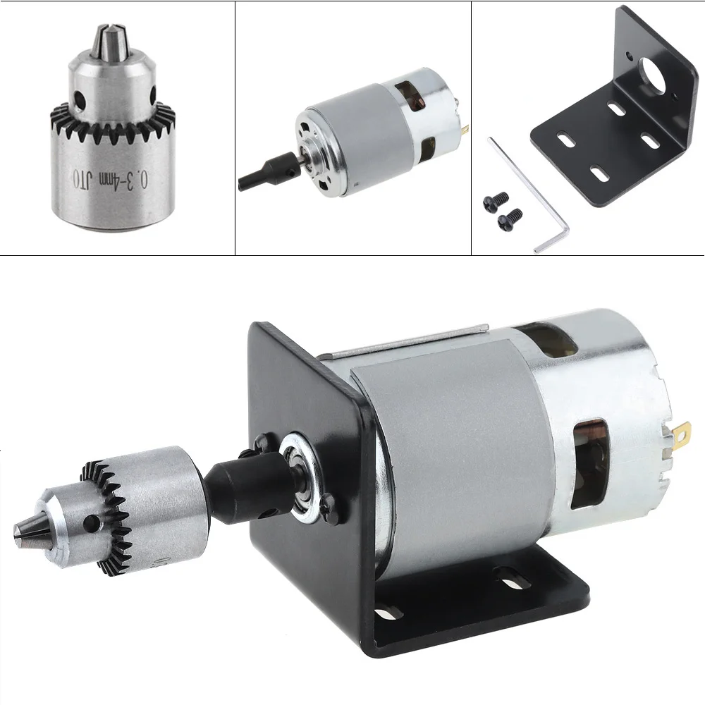 

12V-24V 775 Ball Motor Small Drill with Bracket and JTO Chuck for Milling Machine / Lathe / Drilling Tool Accessories