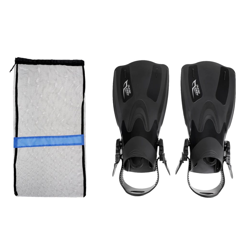 

Multipurpose Adjustable Adult Kids Fins Flippers for Diving Snorkeling Swim Training with Mesh Drawstring Bag