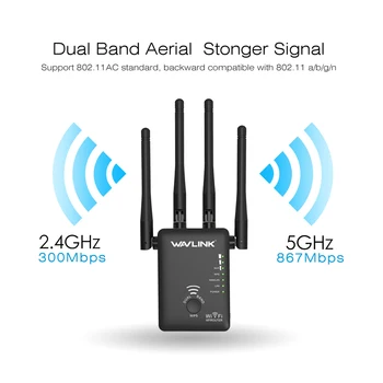 

1200M WiFi Range Extender Router WiFi Booster 2.4G/5GHz Repeater Signal Amplifier with External Antennas EU/US/UK /AU Plug