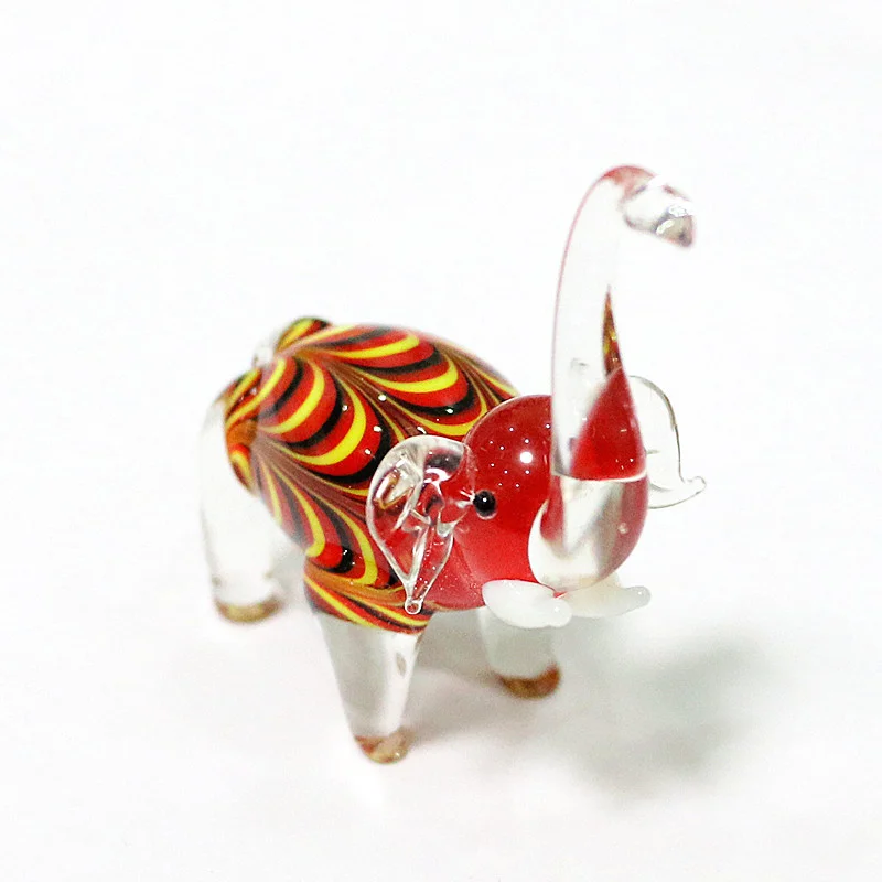 Handmade Murano Glass Elephant Figurines Home Room Desktop Christmas Decoration Ornaments Miniature Rural Style Animals Statue