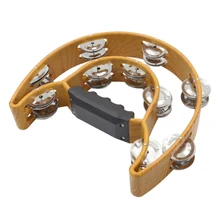 Музыкальный двойной полумесяц Тамбурин барабан комплект пластиковая ручка ряд Металл Jingle ударный инструмент, Подарочный вечерние Детские игрушечный Тамбурин