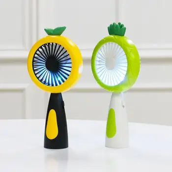 

Cartoon Pineapple Fruit Handheld USB Rechargeable Mini Fan with LED Night Light 2 Speed Portable Desktop Air Cooler