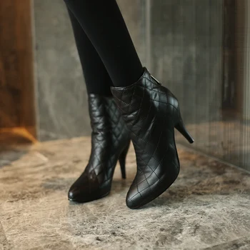 

Pointed Toe Square Heel Women Boots Fashion Buckle Ankle Boots Women Shoes Zipper Cheap High Heel Boots Shoes Woman Large Size