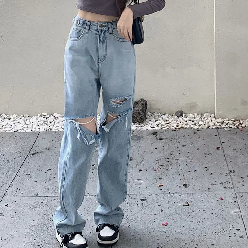 Jeans Women Autumn Ripped Hole Trendy 