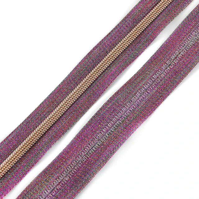 4M 5# Colored Cloth Rose Gold Teeth Plastic Coil Zippers Bag Nylon Crop Coded Zipper for Sewing DIY Zips Garment Accessories Color