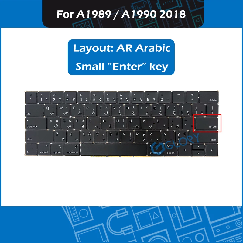 Small Enter key Новая сменная Клавиатура для ноутбука AR Arabic Layout для Macbook Pro retina 1" 15" A1989 A1990 арабская клавиатура Mid - Цвет: Small Enter key