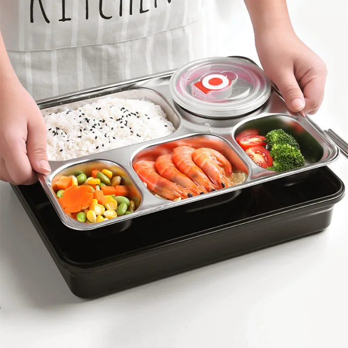 Коробка для обедов, еды, еды, контейнер для хранения, Microwavable пластиковые микроволновые многоразовые из нержавеющей стали@ LS
