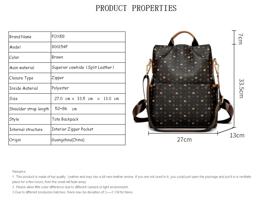 FOXER, дизайнерские сумки, известный бренд, женские сумки, новинка, роскошный кожаный рюкзак, большая вместительность, Женская дорожная сумка