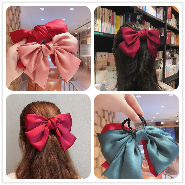 

Korean Sweet Fabric Bow Hair Claw Women Solid Cloth Ties Hair Crab Clips Ponytail Hold Girl Hair Accessories Headband