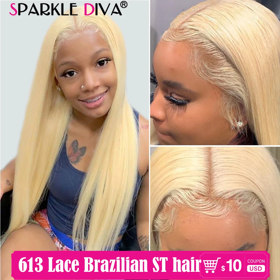 613 Blonde Lace Wig 30 Inch Middle Part Glueless Pre Plucked Human Hair