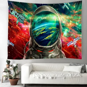 

Astronaut and Earth Indian Mandala Hippie Macrame Tapestry Wall Hanging Boho decor Psychedelic Witchcraft Tapestry