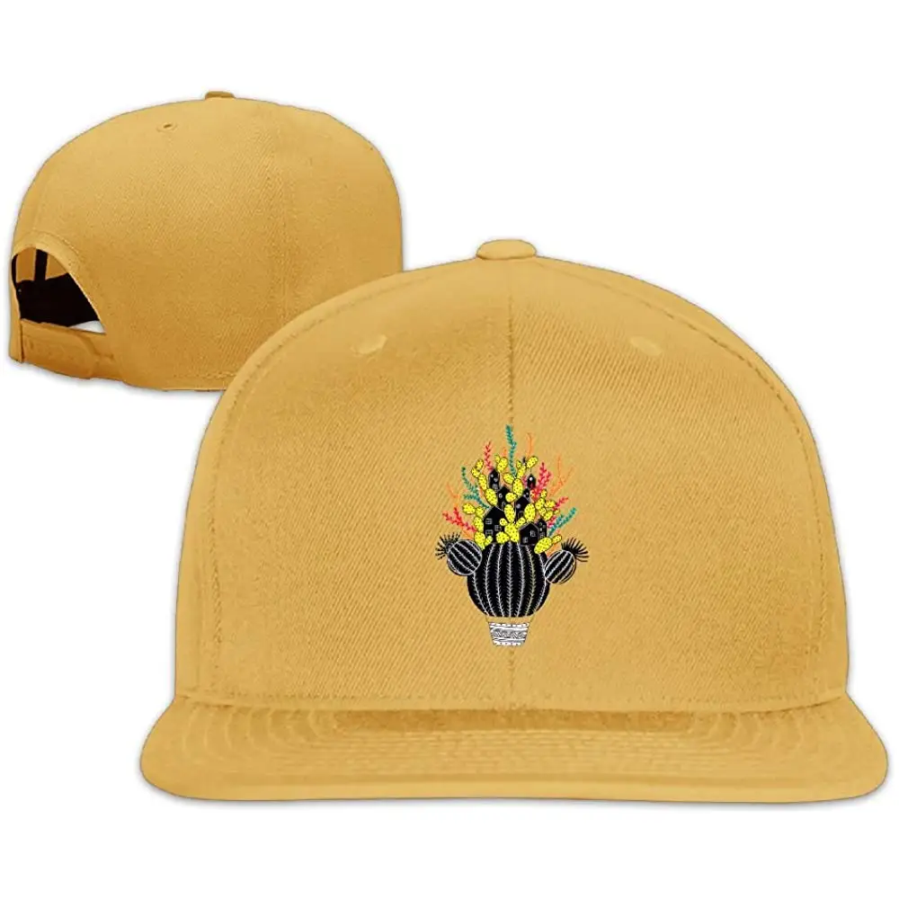 Дом на кактусе Snapback Кепка желтый плоский купюр шляпы регулируемый простой пустой Кепка s