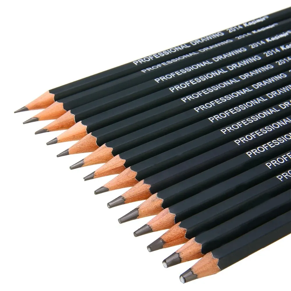  Kasimir Drawing Pencils 14pcs/set 12B, 10B, 8B, 7B, 6B, 5B, 4B,  3B, 2B, B, HB, 2H, 4H, 6H Graphite Sketching Pencils Professional Sketch  Pencils Set for Drawing