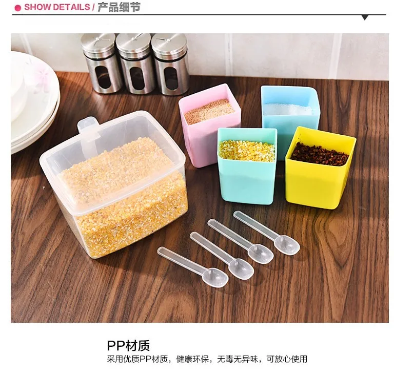 Kitchen Seasoning Box Condiment Bottles Multi Purpose Partition-Three-Color Creative Seasoning Box Plastic Salt Shaker Seasoning