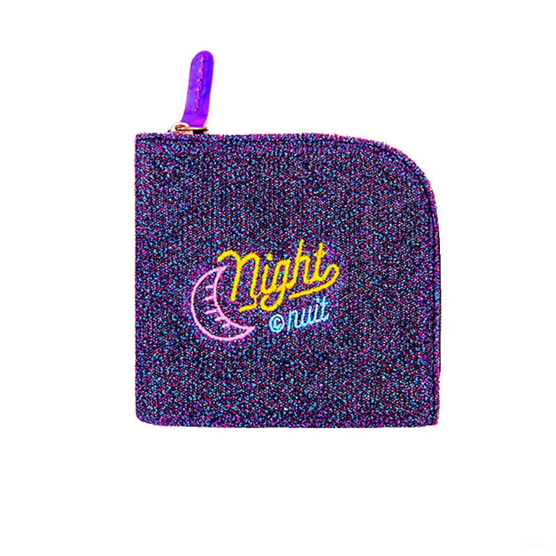 Модный кошелек с вышивкой для монет, блестящая мини сумка для денег, кредитницы, чехол для наушников, карман для хранения ключей, клатч, кошелек для женщин INS - Цвет: purple