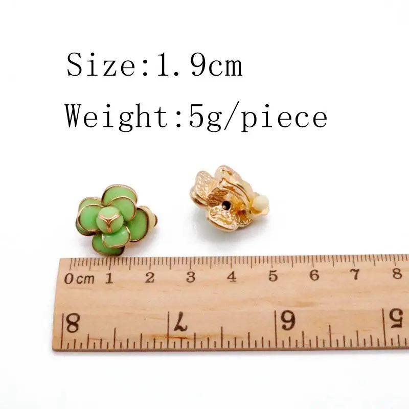green clip Милый цветок эмалевая серьга Красочный лепесток - Окраска металла: green clip