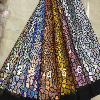 

Latest African 3D Lace Fabric Blue French Tulle Lace Fabric With big sequins 2020 High Quality Lace Nigerian Wedding Fabric
