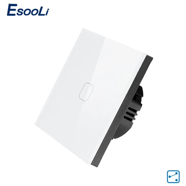 Esooli ЕС Стандартный сенсорный выключатель 1/2 банды 2 способ управления настенный выключатель света сенсорный экран, Хрустальная стеклянная панель, 170-240 В