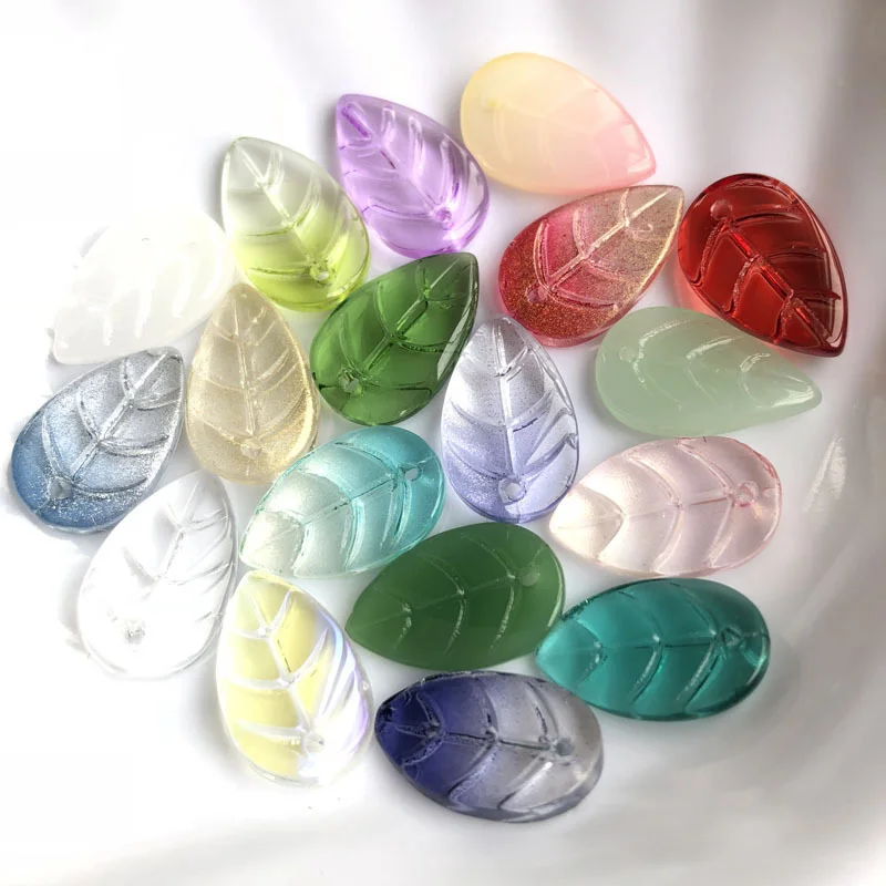 10pcs Leaf Shape 18x11mm Handmade Foil Lampwork Glass Loose Pendants Beads for Jewelry Making DIY Crafts Findings 10pcs 1 pin aluminum foil wire ear hook ptt mic headset for motorola talkabout tlkr t3 t4 t60 t80 mr350r t6200 t6200c radio