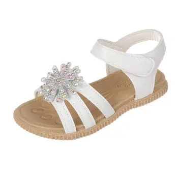 

Girls Sandals New Summer Leather Kids Sandals Baby Girl Student Princess Shoes Children's Beach Sandals Diamond flower