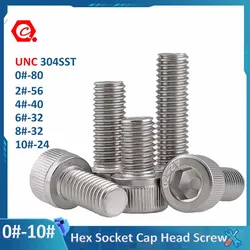 UNC 0#-80 2#-56 4#-40 6#-32 8#-32 10#-24 American Standard Hex Socket Head Cap Screws 304 Stainless Steel Allen Bolt