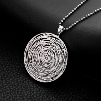 Long Necklaces For Women Gold Silver Plated Round Pendant Sweater Accessory Fashion Statement Jewelry Crystal Necklace Gift 2020