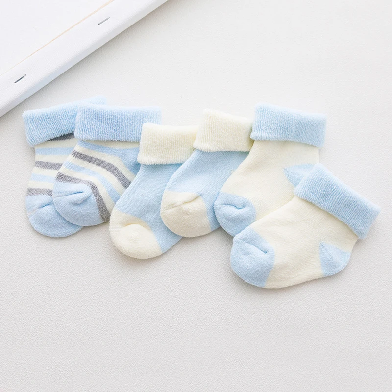 3 pairs 5 пар/3 пары в партии, носки для малышей, Calcetines, весенние носки для маленьких мальчиков, теплые зимние хлопковые носки для новорожденных девочек, Meias Bebe, 0-24 месяца - Цвет: 3 pairs