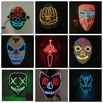 

Clown Party Halloween Flashing Party Clown mask Light Glow In The Dark Mascara Horro flashing mask for kids full face joker mask