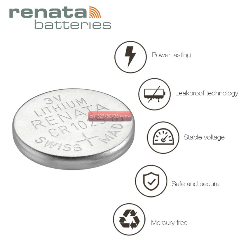 1 упаковка Renata CR1025 3V 30mAh Литиевые кнопочные батареи для монет фирменный аккумулятор