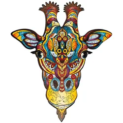 Montessori iluminismo quebra cabeça girafa amarelo peças de madeira 100 150 200 crianças quebra cabeça 3d diy crianças caixa de presente