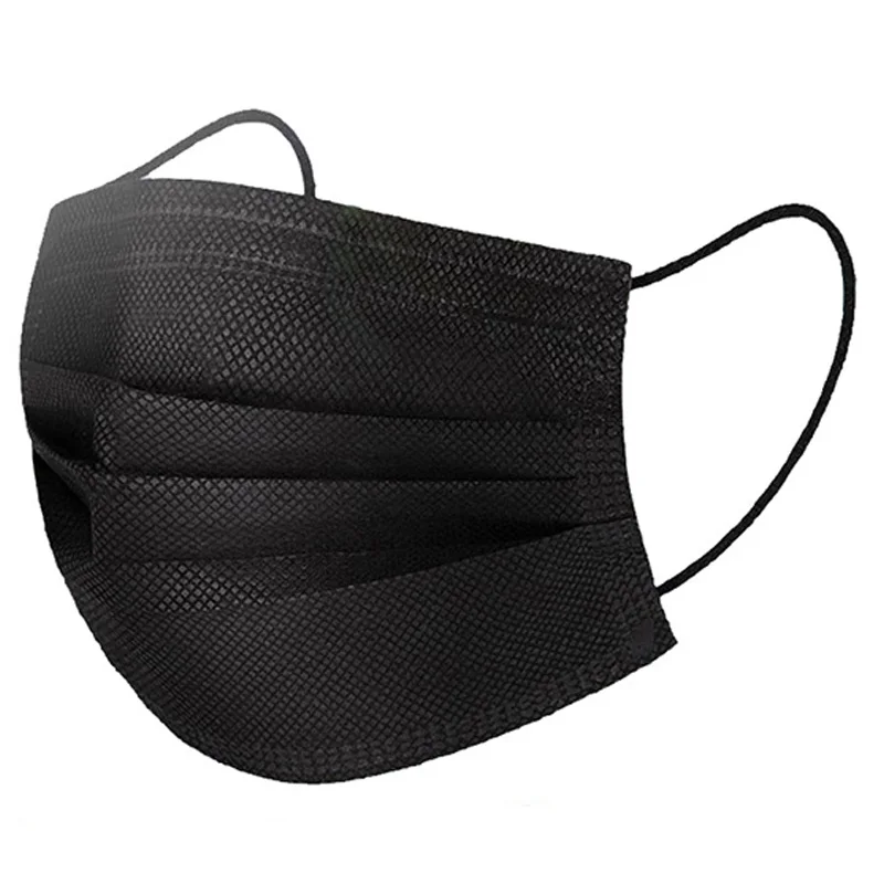 

100 Pcs mask Disposable Black Mouth Mask 3 Layers Durable Masks Non Woven Fabric Anti-Dust Anti Pollution Earloops Masks