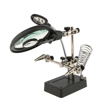 

2.5X 7.5X 10X LED Light Magnifier Glass Table Desk Lamp On Stand Clip Loupe