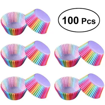 

100pcs/set Household Baking Cooking Party Colorful DIY Round Shaped Cake Muffin Mold Paper Cup Decorating Kitchen Accessories